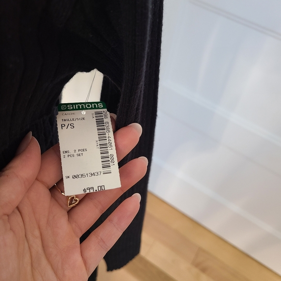 Simons black knit strappy dress with shrug - Picture 5 of 5